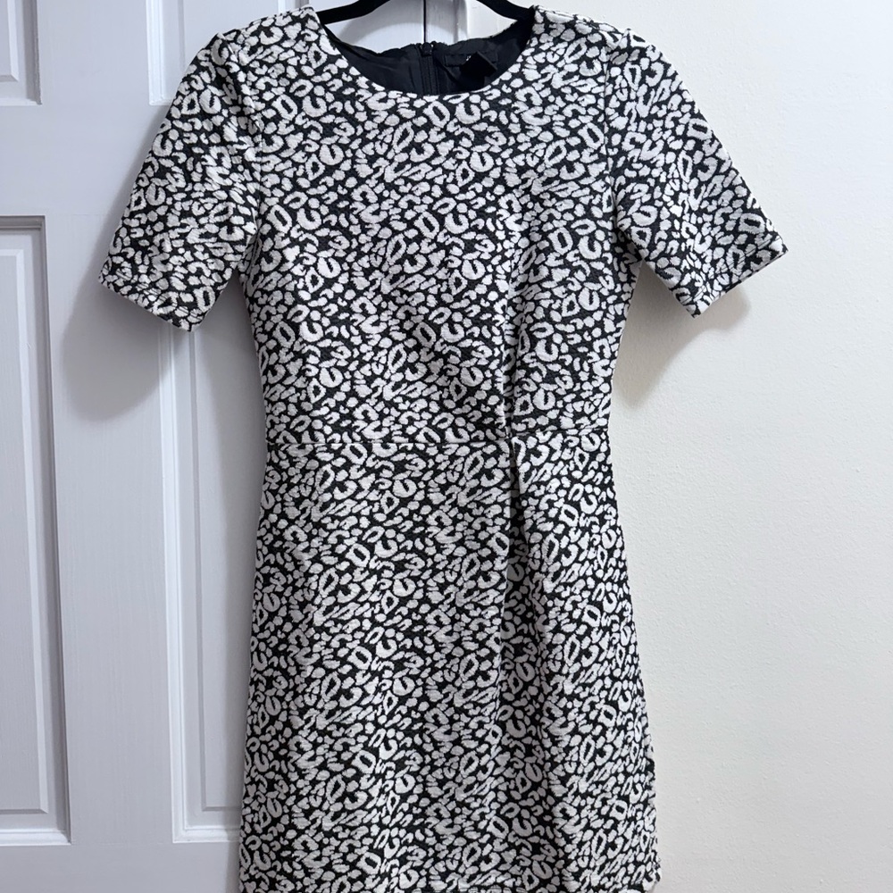 H&M Black and Off White Leopard Print Mini Dress